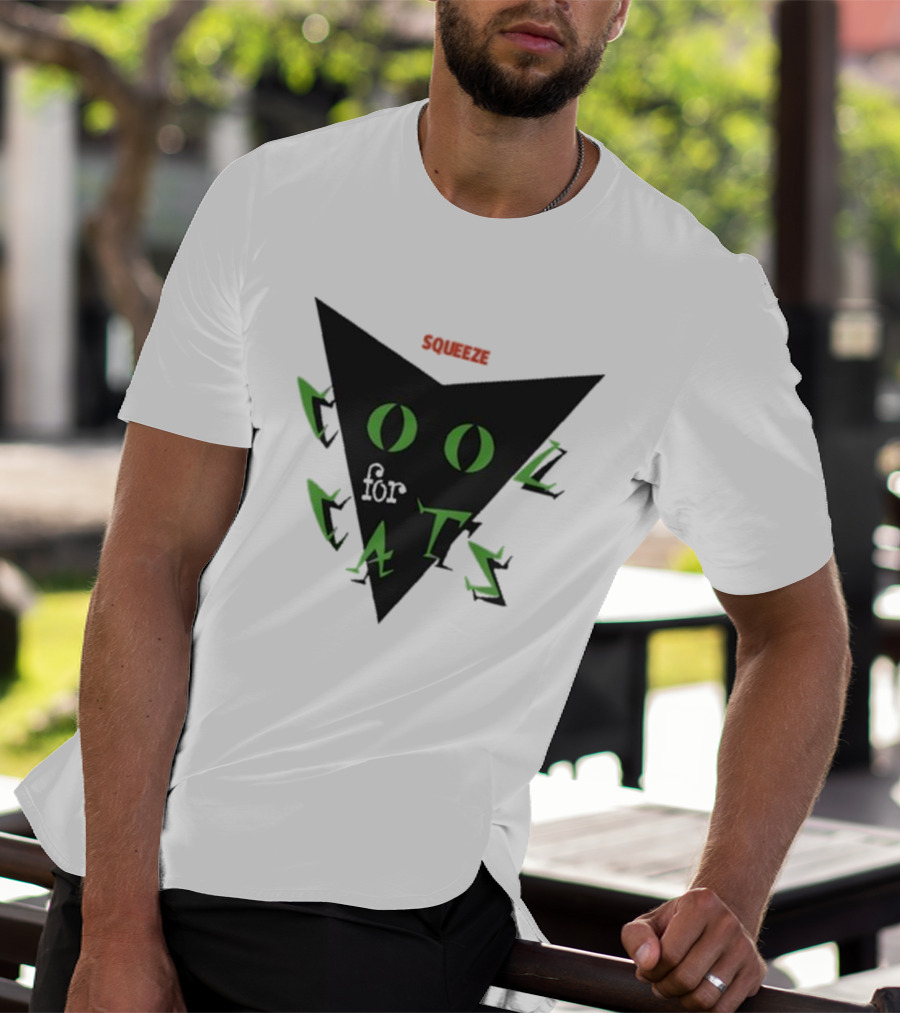 Squeeze Cool For Cats Black Green Eyes Triangle T-Shirt