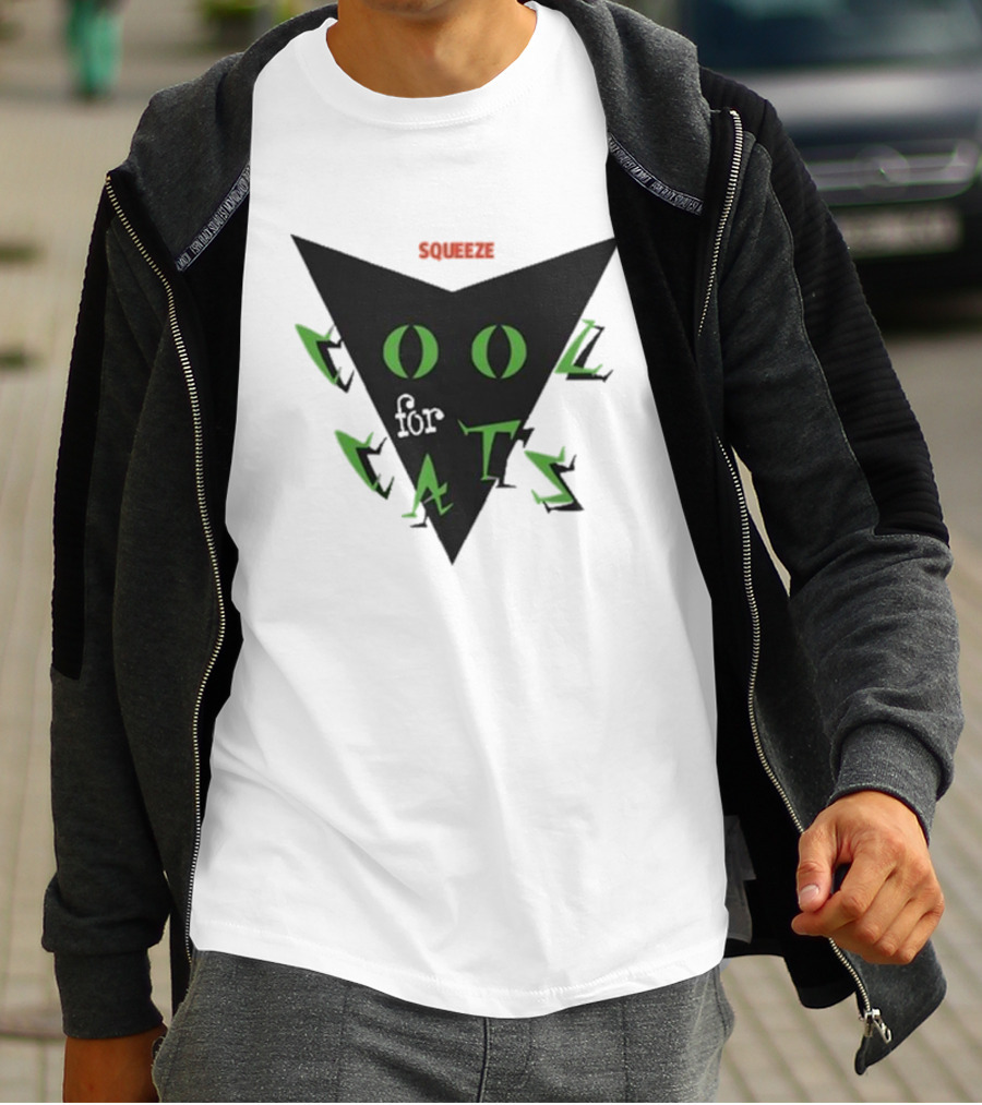 Squeeze Cool For Cats Black Green Eyes Triangle T-Shirt