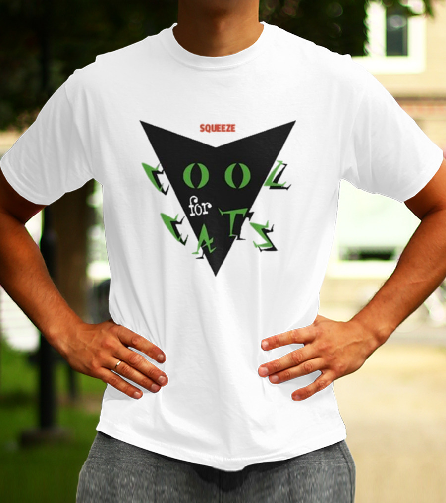 Squeeze Cool For Cats Black Green Eyes Triangle T-Shirt