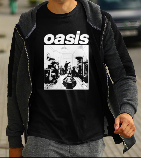Oasis Definitely Maybe Monochrome Room Scene T-Shirt