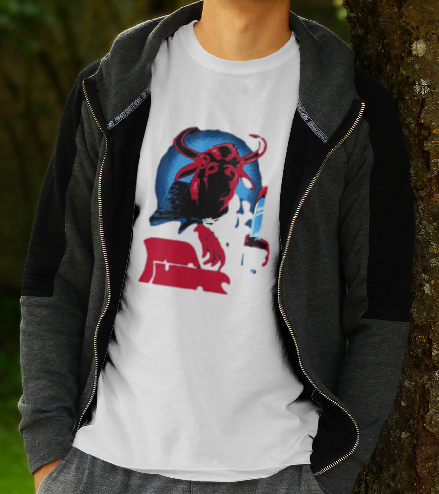 Papa Meat Cyber Bully Cow With Knife Dark Humor T-Shirt