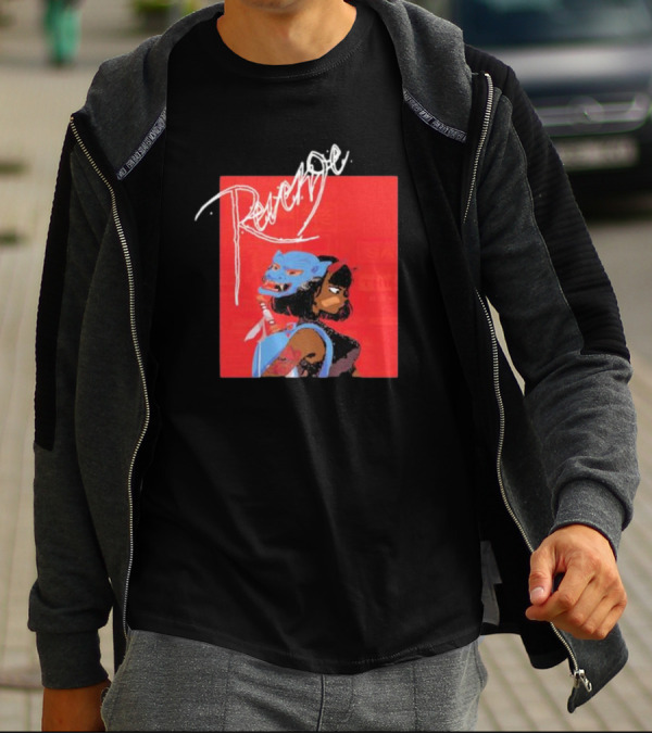 Revenge Warrior With Blue Mask And Bold Typography T-Shirt