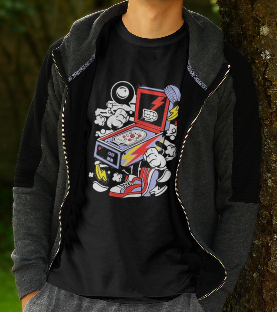 Stern Pinball Lightning Bolt Cartoon Sneakers T-Shirt