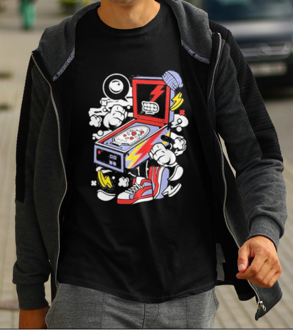 Stern Pinball Lightning Bolt Cartoon Sneakers T-Shirt