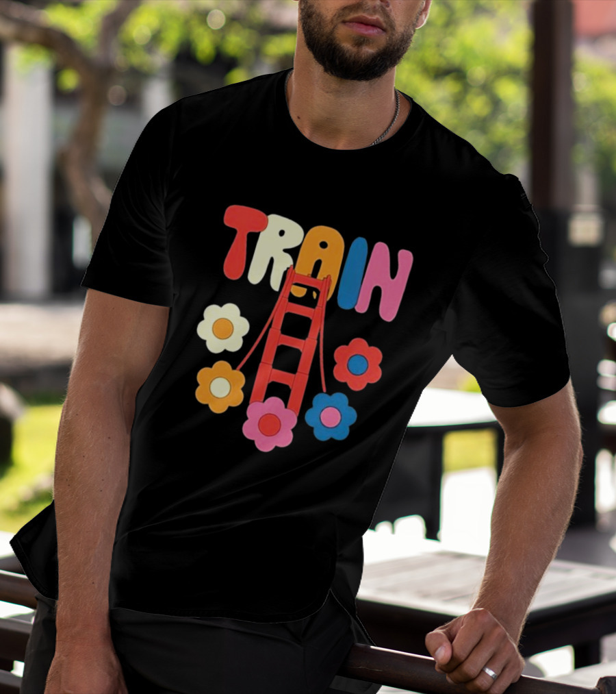 Train Golden Bridge Flowers T-Shirt