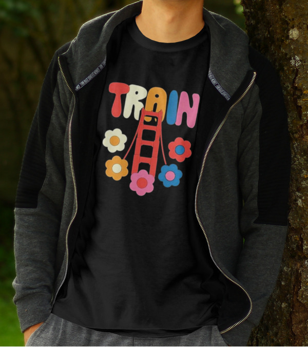 Train Golden Bridge Flowers T-Shirt