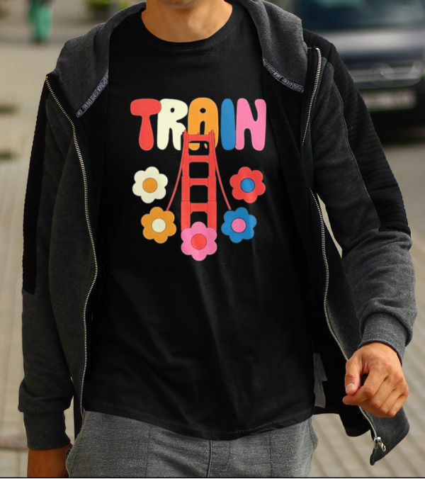 Train Golden Bridge Flowers T-Shirt