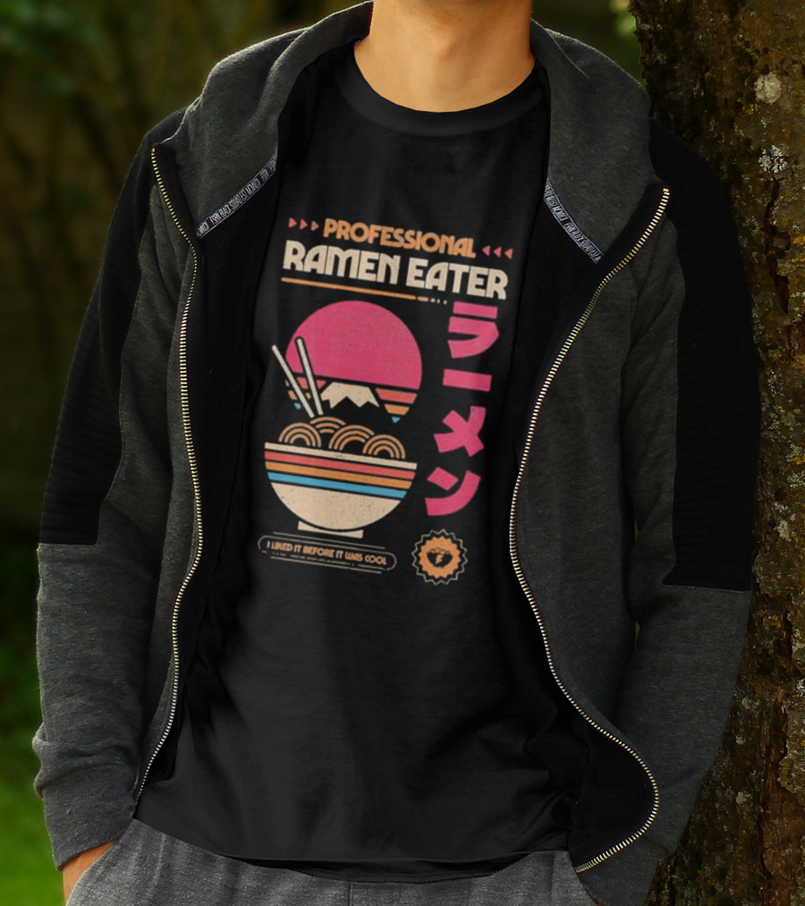 PROFESSIONAL RAMEN EATER I LIKED IT BEFORE IT WAS COOL RETRO BOWL CHOPSTICKS JAPANESE T-Shirt