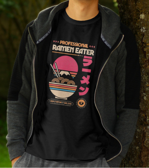 PROFESSIONAL RAMEN EATER I LIKED IT BEFORE IT WAS COOL RETRO BOWL CHOPSTICKS JAPANESE T-Shirt