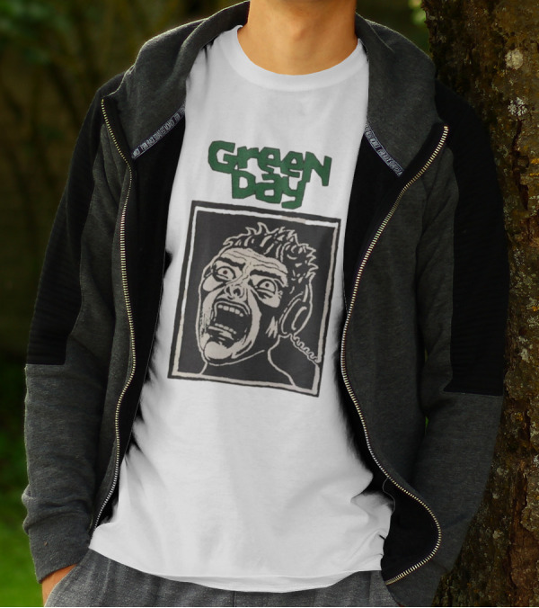 Rare Vintage Green Day Basket Case Iconic Screaming Face T-Shirt