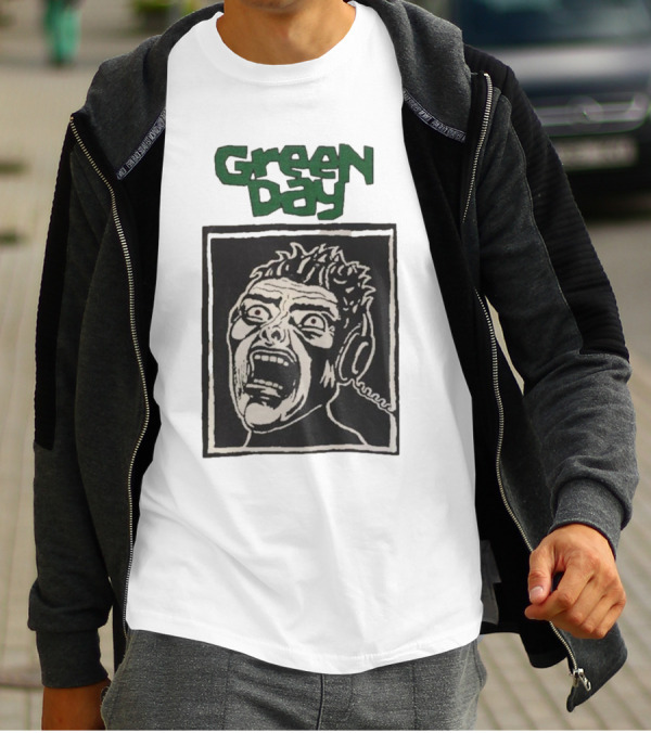 Rare Vintage Green Day Basket Case Iconic Screaming Face T-Shirt