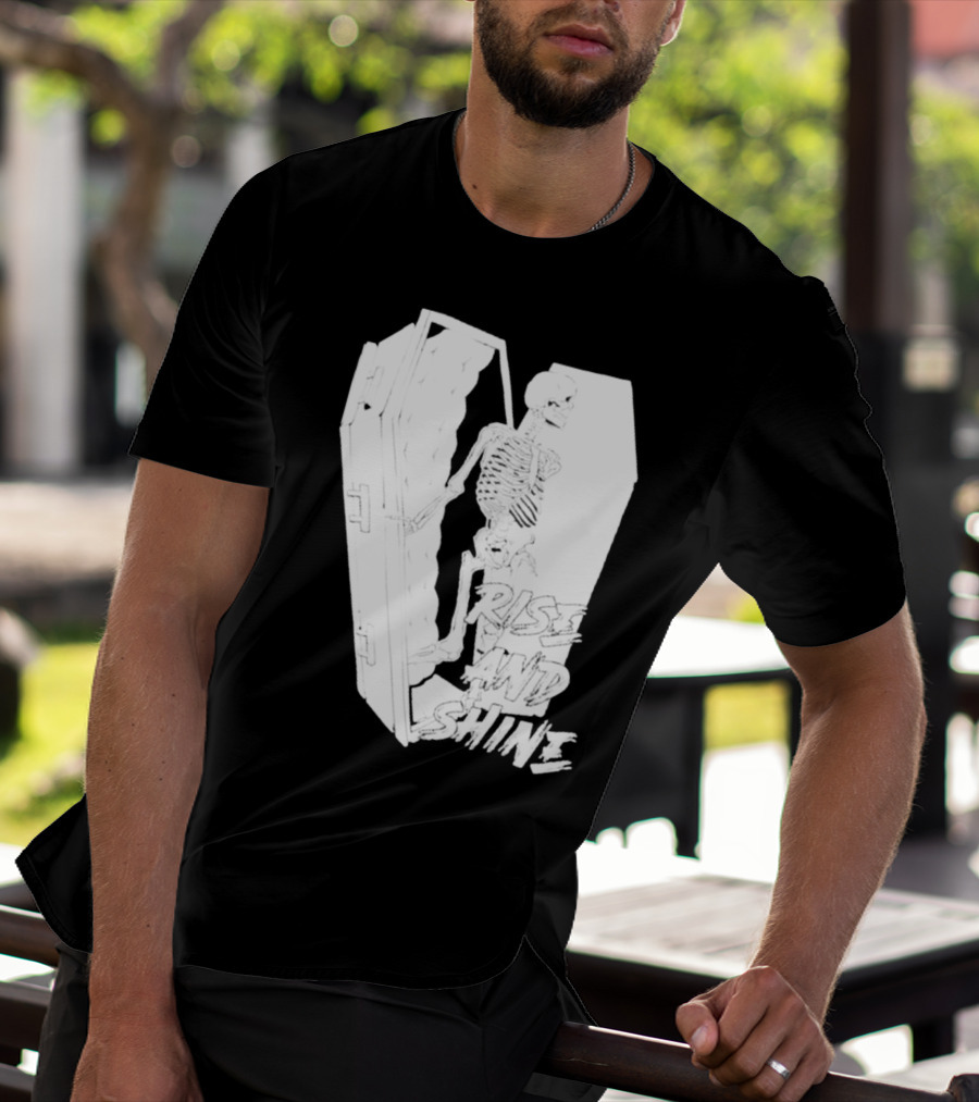 Rise And Shine Skeleton Emerging From Coffin T-Shirt