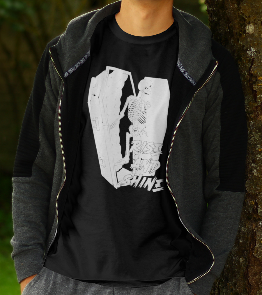 Rise And Shine Skeleton Emerging From Coffin T-Shirt