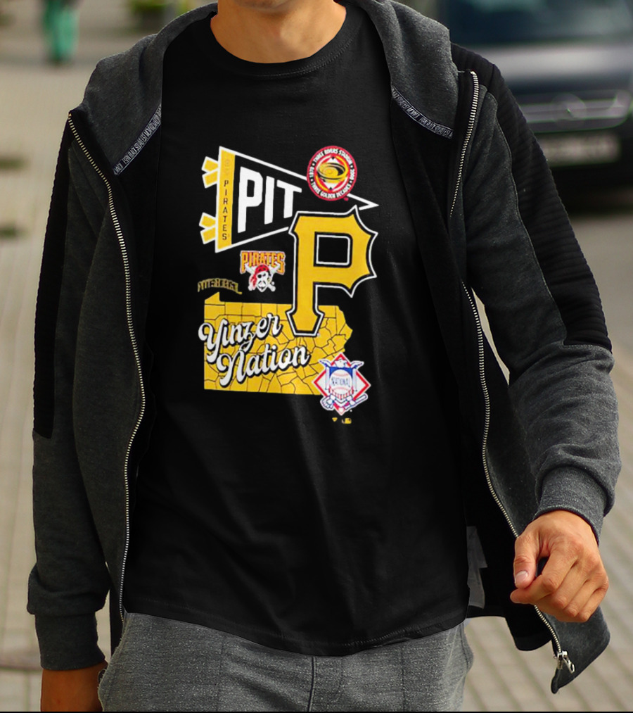 Pittsburgh Pirates PIT Logo Yinzer Nation Medical Firefighters Union T-Shirt
