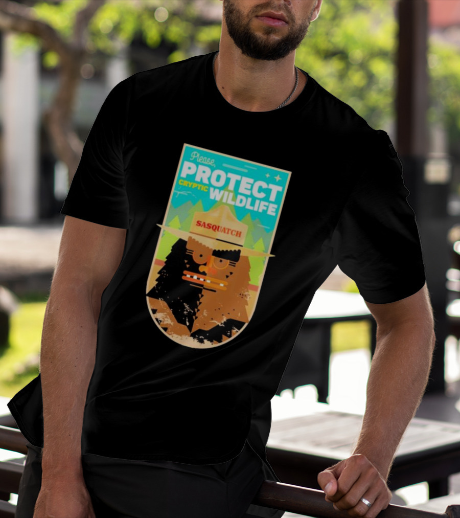 Please Protect Cryptic Wildlife Sasquatch T-Shirt