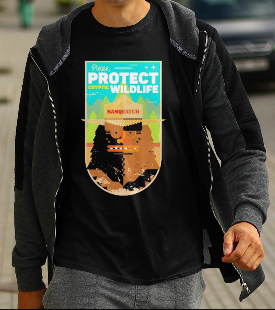Please Protect Cryptic Wildlife Sasquatch T-Shirt