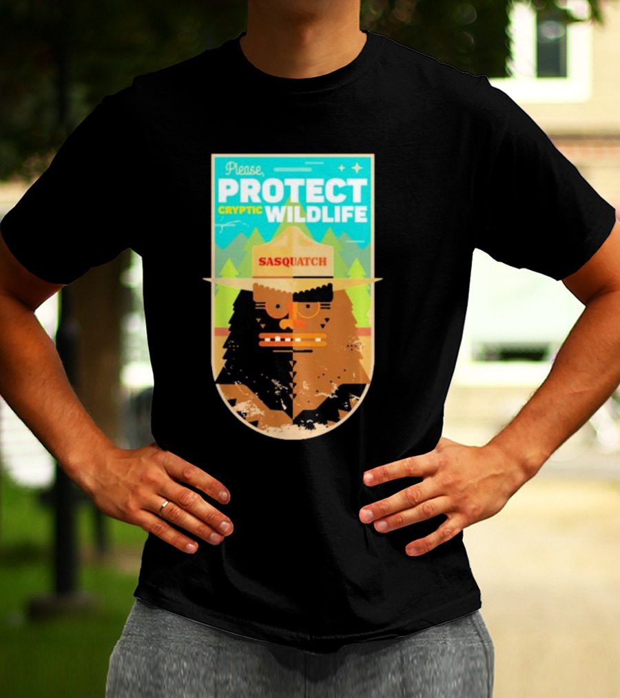 Please Protect Cryptic Wildlife Sasquatch T-Shirt
