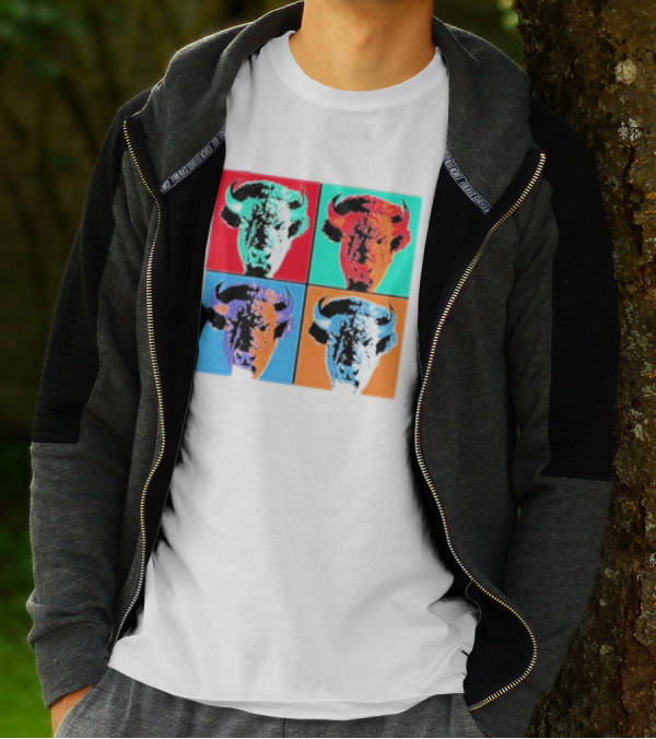 Pop Art Buffalo Quadrant In Vibrant Colors T-Shirt