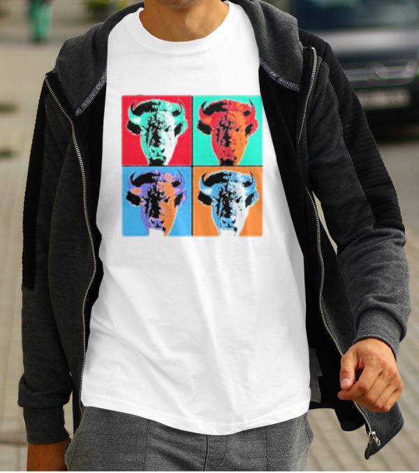 Pop Art Buffalo Quadrant In Vibrant Colors T-Shirt