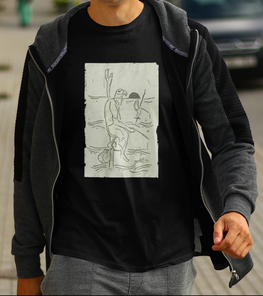 Sage Sri Lanka Stilt Fisherman Drawing T-Shirt