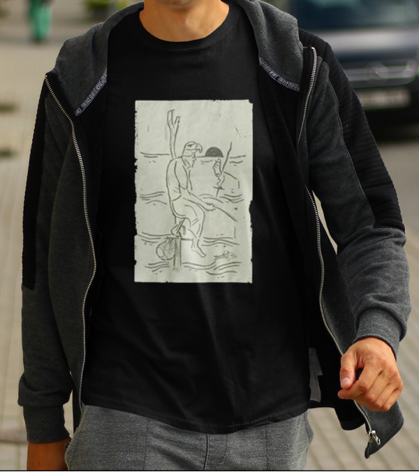 Sage Sri Lanka Stilt Fisherman Drawing T-Shirt