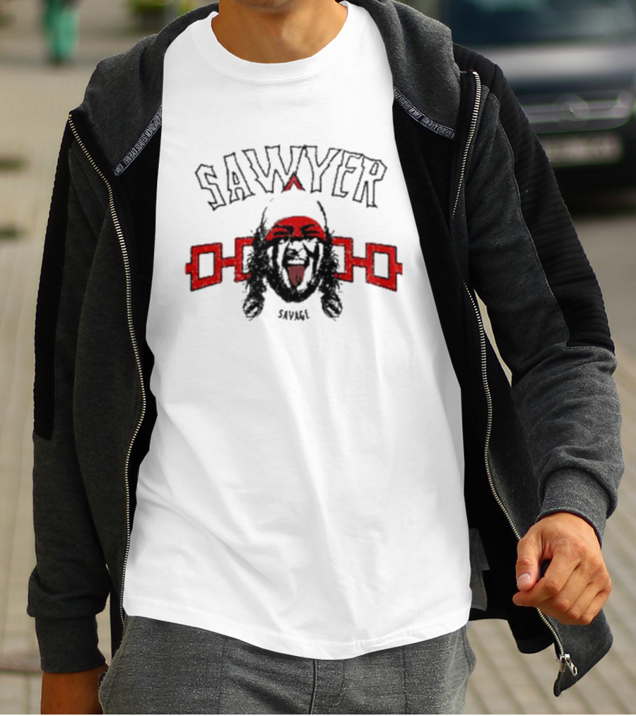 Sawyer Savage Graphic With Red Tribal Elements T-Shirt