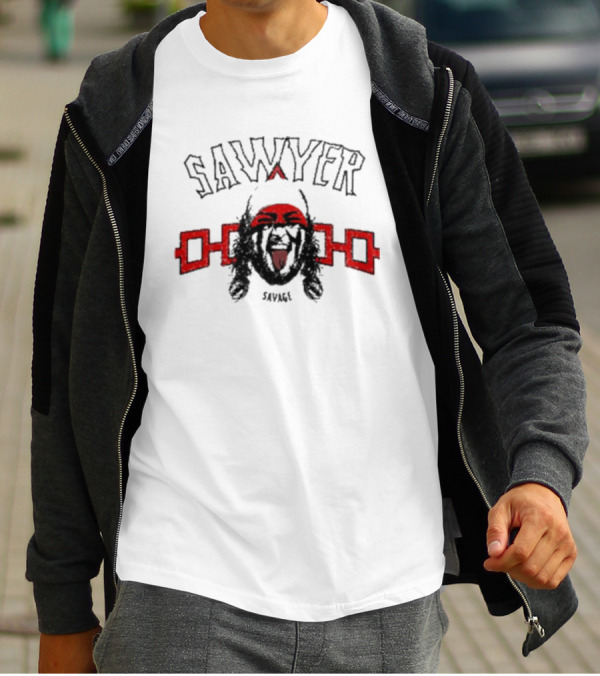 Sawyer Savage Graphic With Red Tribal Elements T-Shirt
