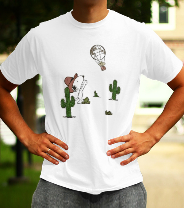 Peanuts Snoopy Woodstock Cactus Western Cowboy Balloon Women's T-Shirt