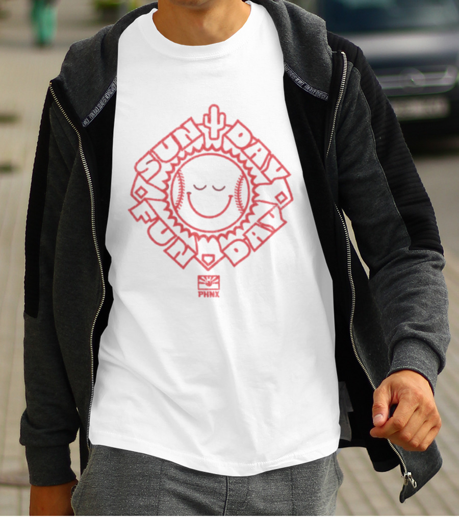 Phnx Sun Day Fun Day Baseball Happy Face Cactus T-Shirt