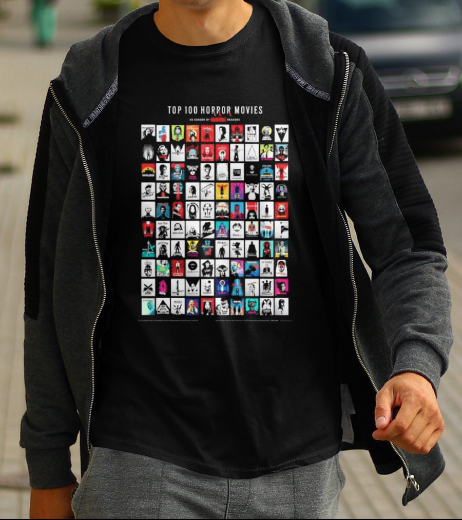 Top 100 Horror Movies As Chosen By Fangoria Readers With Iconic Movie References T-Shirt