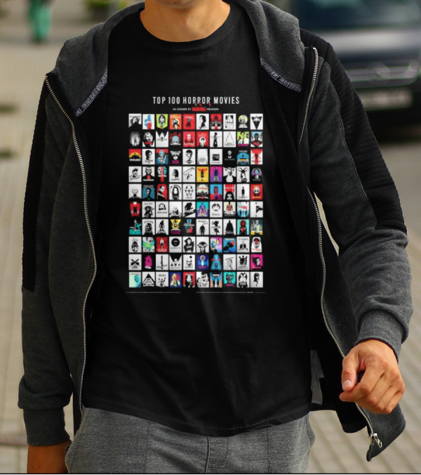 Top 100 Horror Movies As Chosen By Fangoria Readers With Iconic Movie References T-Shirt