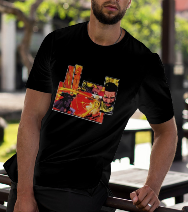 Kid Cudi Moon Man Full Comic Style Dynamic Red And Yellow Panels T-Shirt