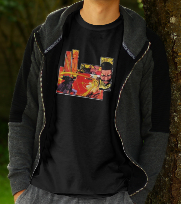 Kid Cudi Moon Man Full Comic Style Dynamic Red And Yellow Panels T-Shirt