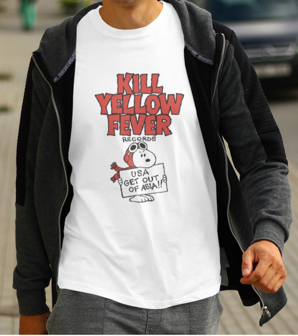 Kill Yellow Fever Records USA Get Out Of Asia Comic Protest T-Shirt
