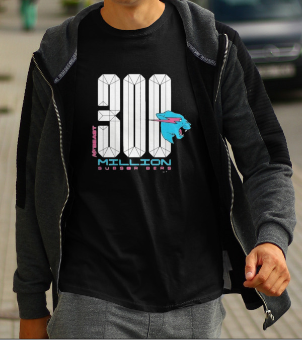 MrBeast 300 Million Subscribers Blue Panther T-Shirt