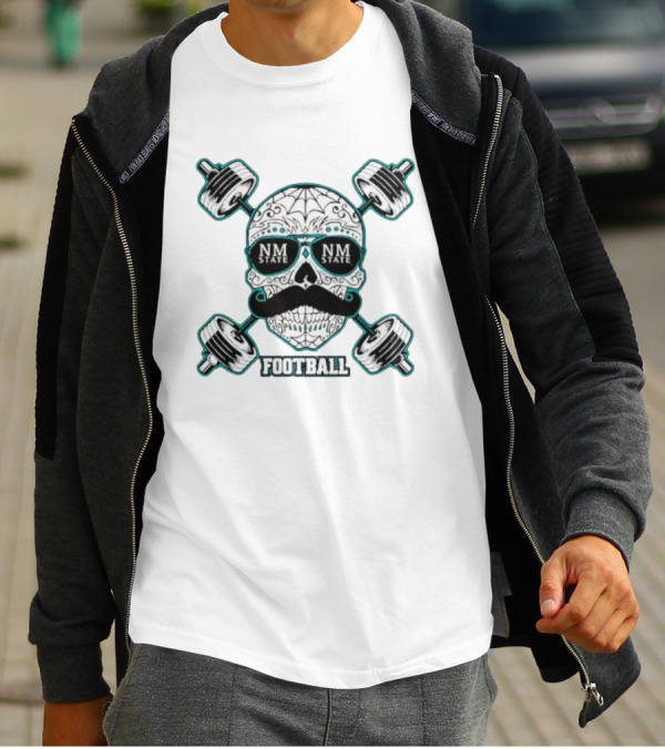 NM State Los Aggies Football Skull With Dumbbells T-Shirt