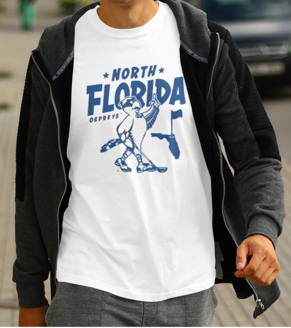 North Florida Ospreys Golfing Mascot Florida Map T-Shirt