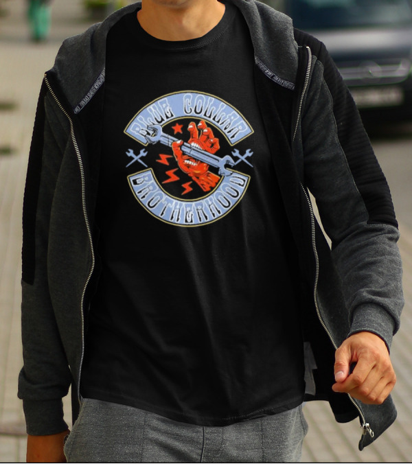 Ikhsan Blue Collar Brotherhood Wrench Fist And Stars T-Shirt