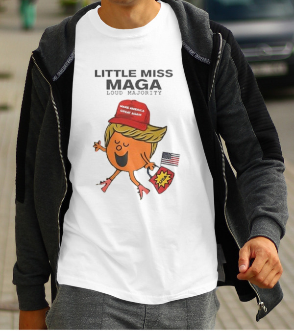 Little Miss Maga Make America Great Again Loud Majority USA Flag T-Shirt