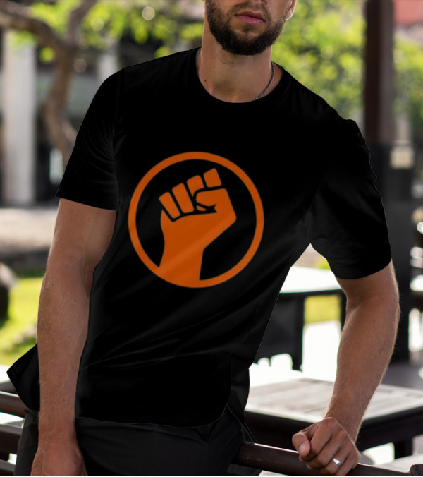 Mad Liberals Orange Fist Symbol In Circle T-Shirt