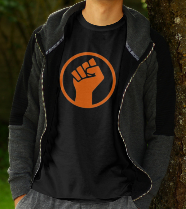 Mad Liberals Orange Fist Symbol In Circle T-Shirt