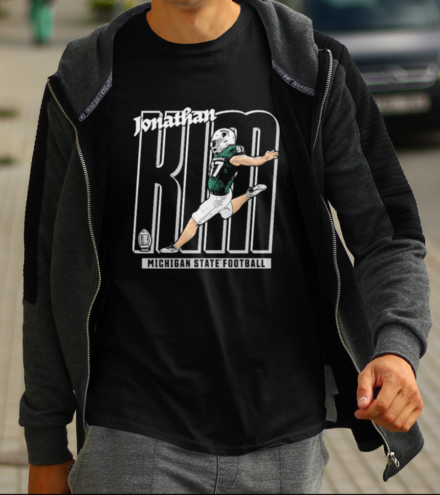 Jonathan Kim Kicking Action Michigan State Football T-Shirt