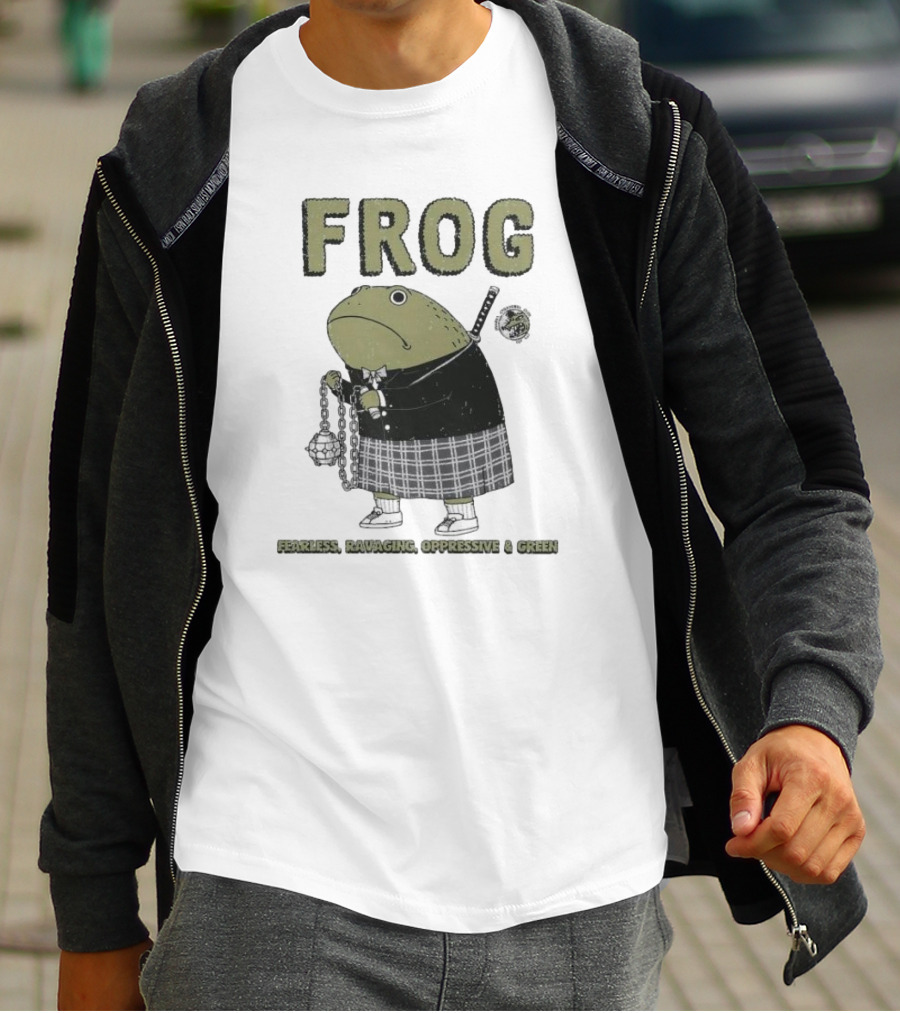 Frog Fearless Ravaging Oppressive And Green Plaid Outfit Chain Weapon T-Shirt