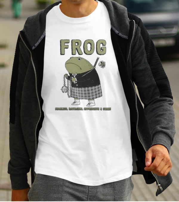 Frog Fearless Ravaging Oppressive And Green Plaid Outfit Chain Weapon T-Shirt