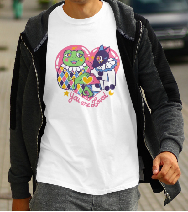 You Are Loved Harlequin X Pierrot Clown Heart Connection T-Shirt
