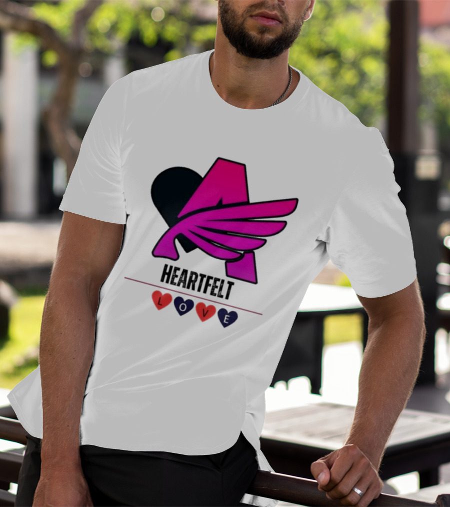 Heartfelt Love Pink Winged Heart T-Shirt