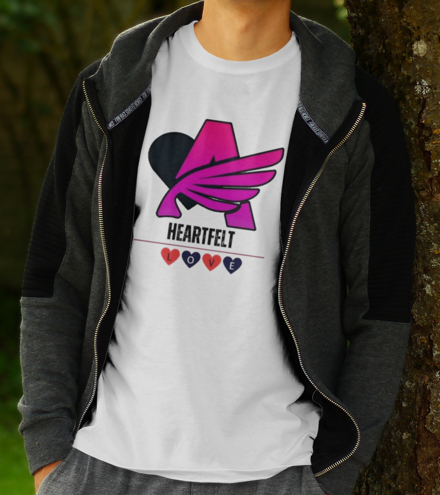 Heartfelt Love Pink Winged Heart T-Shirt