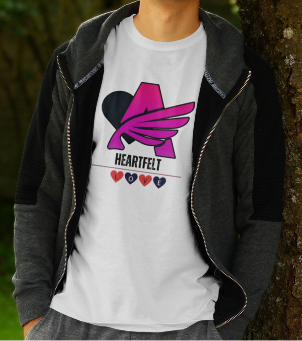 Heartfelt Love Pink Winged Heart T-Shirt