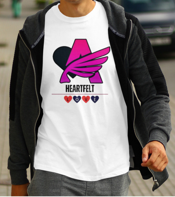 Heartfelt Love Pink Winged Heart T-Shirt