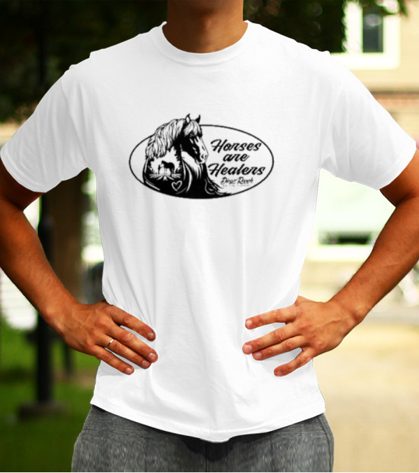 Horses Are Healers Diego Ranch Oval Horse Art With Heart And Foal T-Shirt